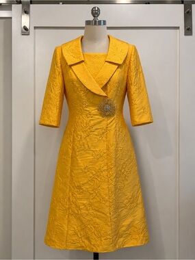 Lily & Taylor New York Women’s Mango Jacquard Church Dress Size 6 NWT Brooch